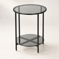 2-Tier Round Glass Coffee Table, Holds 44 lbs, Living Room Use
