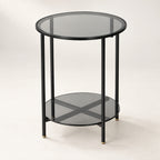 2-Tier Round Glass Coffee Table, Holds 44 lbs, Living Room Use