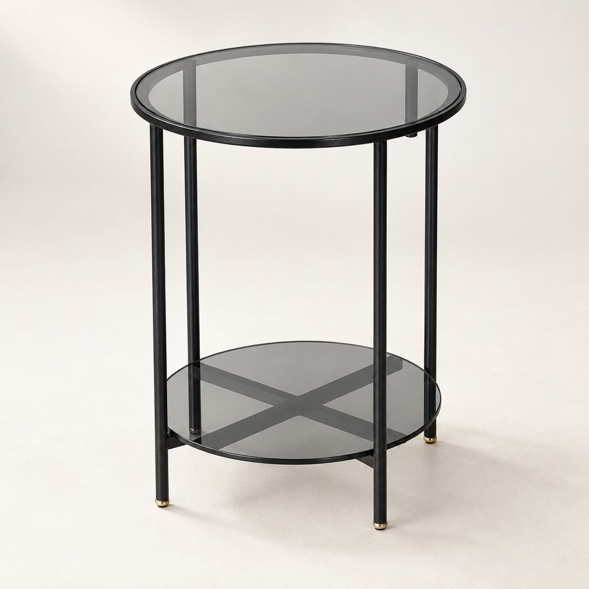 2-Tier Round Glass Coffee Table, Holds 44 lbs, Living Room Use