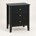 3 Drawer Bedside Table – Black Finish with Swap-In Gold Knobs