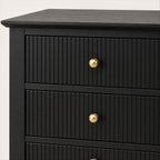 3 Drawer Bedside Table – Black Finish with Swap-In Gold Knobs - detail