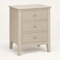 3 Drawer Bedside Table – Taupe Fluted Finish, Bedroom Storage