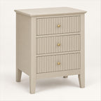 3 Drawer Bedside Table – Taupe Fluted Finish, Bedroom Storage