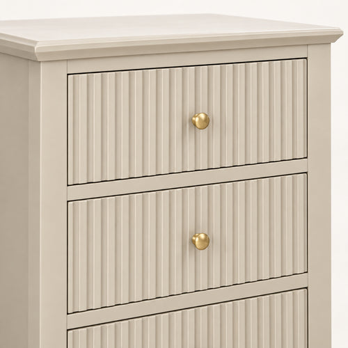 3 Drawer Bedside Table – Taupe Fluted Finish, Bedroom Storage - detail