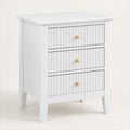3 Drawer Bedside Table – White Fluted Finish, Bedroom Storage