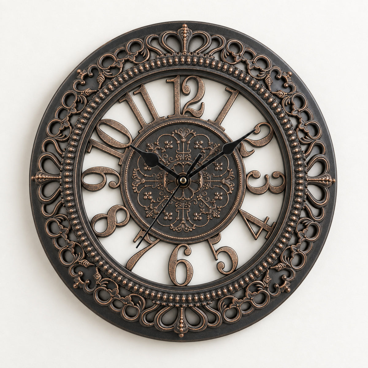 Antique Wall Clock, 30.5cm Classic Design, Home Decor Statement Piece - Black