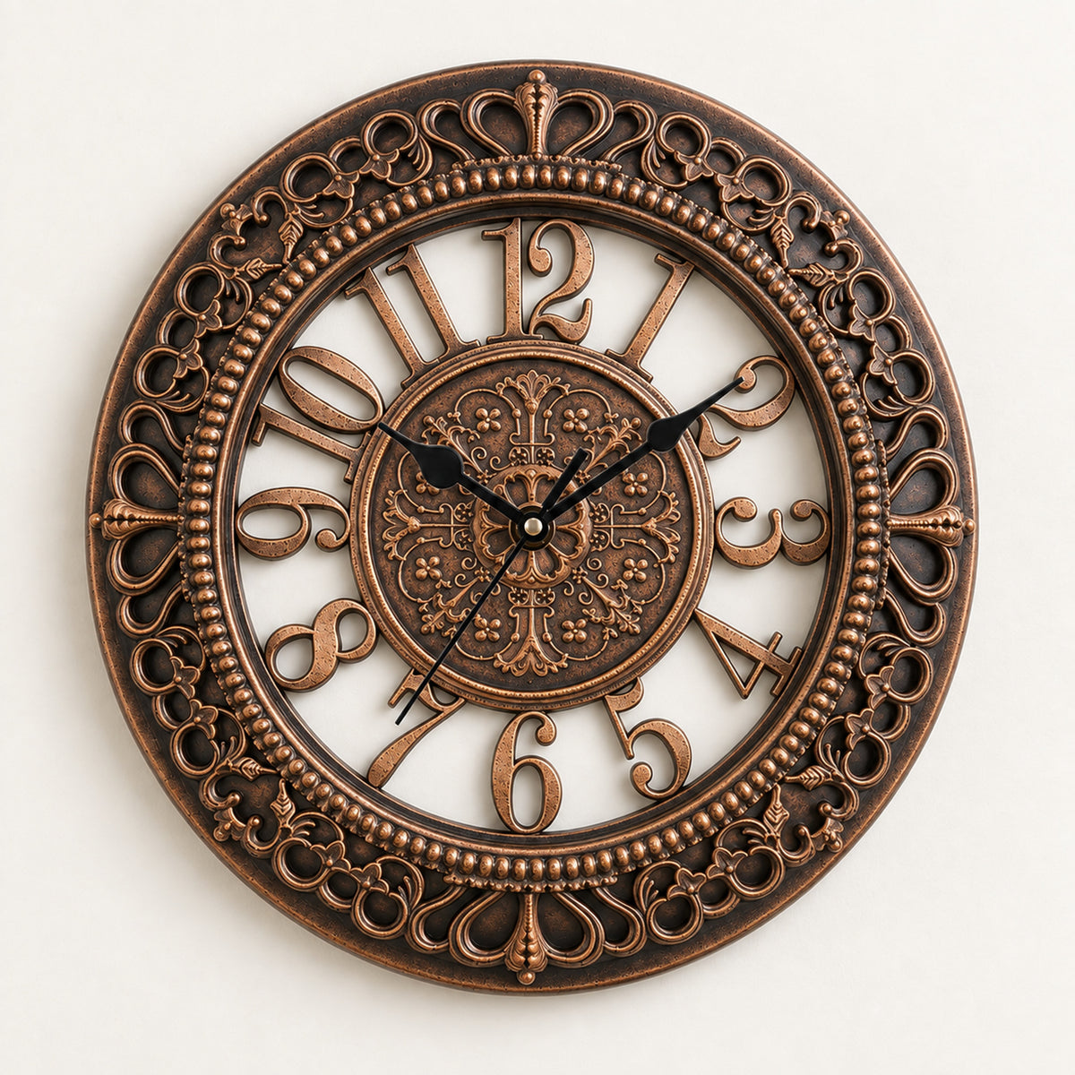 Antique Wall Clock, 30.5cm Classic Design, Home Decor Statement Piece - Copper