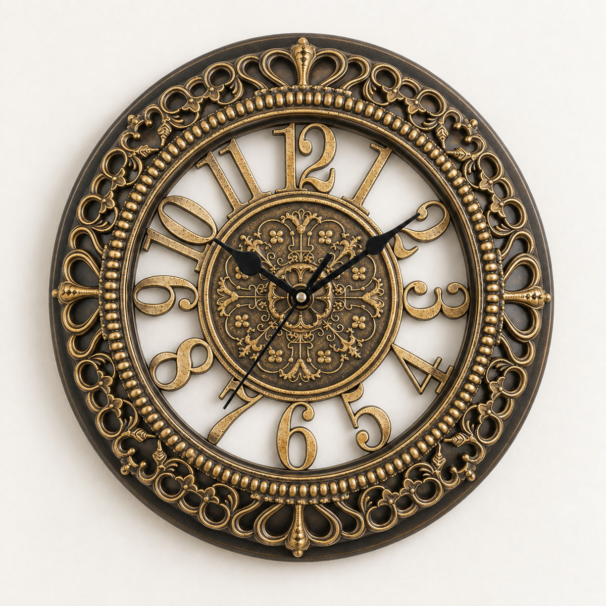 Antique Wall Clock, 30.5cm Classic Design, Home Decor Statement Piece - Gold