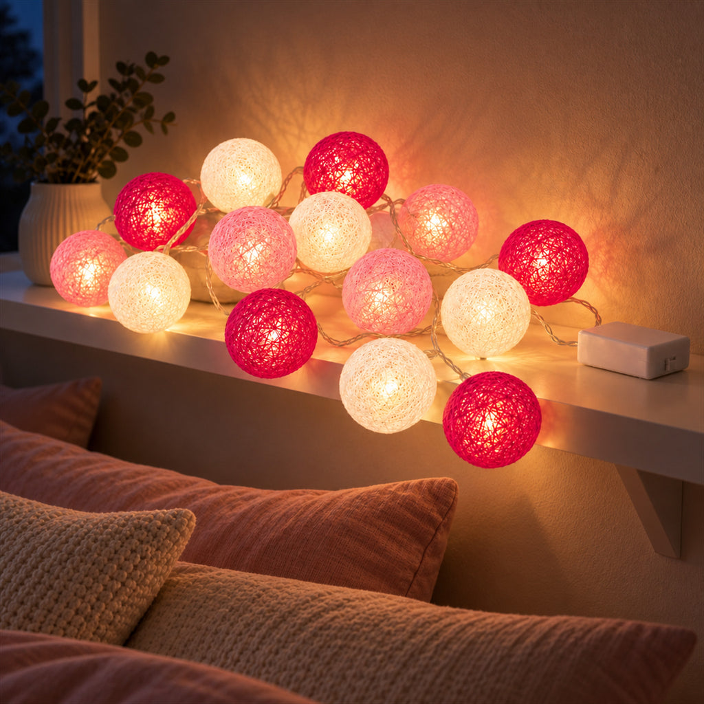 Battery Operated LED Ball Lights – Cordless, Festive Party Decor - in use