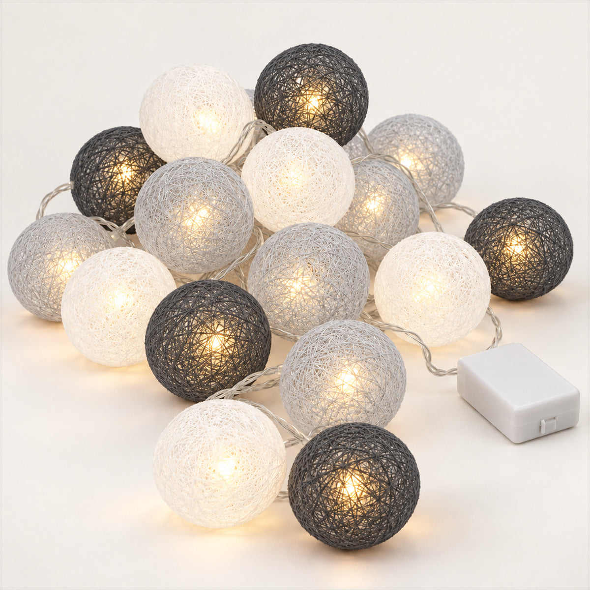 Battery Operated LED Ball Lights – Cordless, Festive Party Decor - Gray