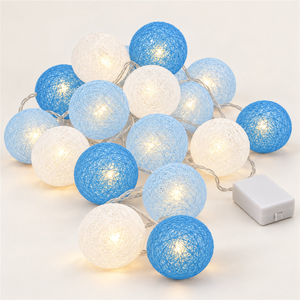Battery Operated LED Ball Lights – Cordless, Festive Party Decor - Light blue