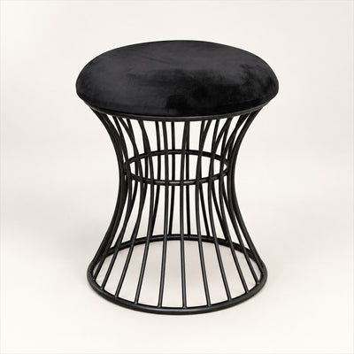 Black Velvet Vanity Stool – Spiral Metal Legs, Bedroom Vanity Seat