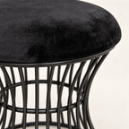 Black Velvet Vanity Stool – Spiral Metal Legs, Bedroom Vanity Seat - detail