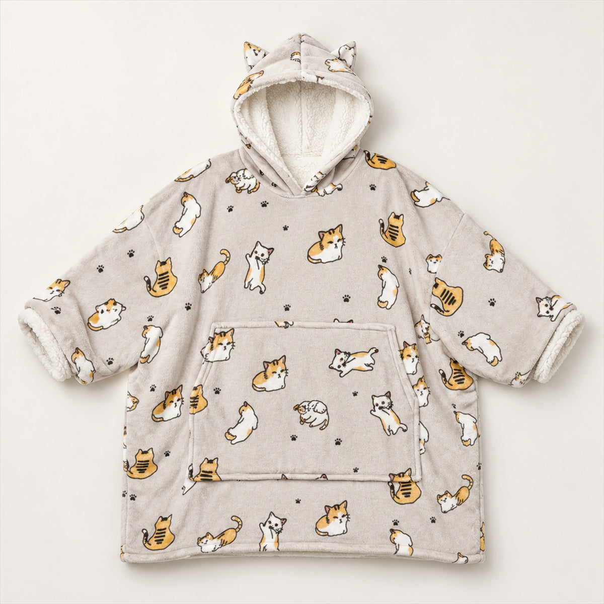 Cat Hooded Blanket – Plush Cat-Ear Hood, Cozy Wearable Cape