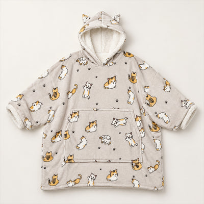 Cat Hooded Blanket – Plush Cat-Ear Hood, Cozy Wearable Cape