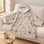 Cat Hooded Blanket – Plush Cat-Ear Hood, Cozy Wearable Cape - in room