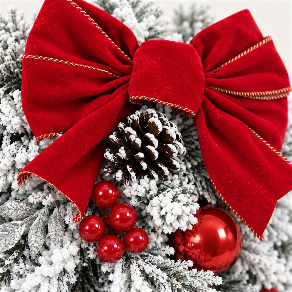 Christmas Door Wreath Set – Reusable Flocked Greenery for Front Doors - detail