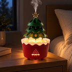 Christmas Tree Essential Oil Diffuser – Quiet Mist, Holiday Decor - in use