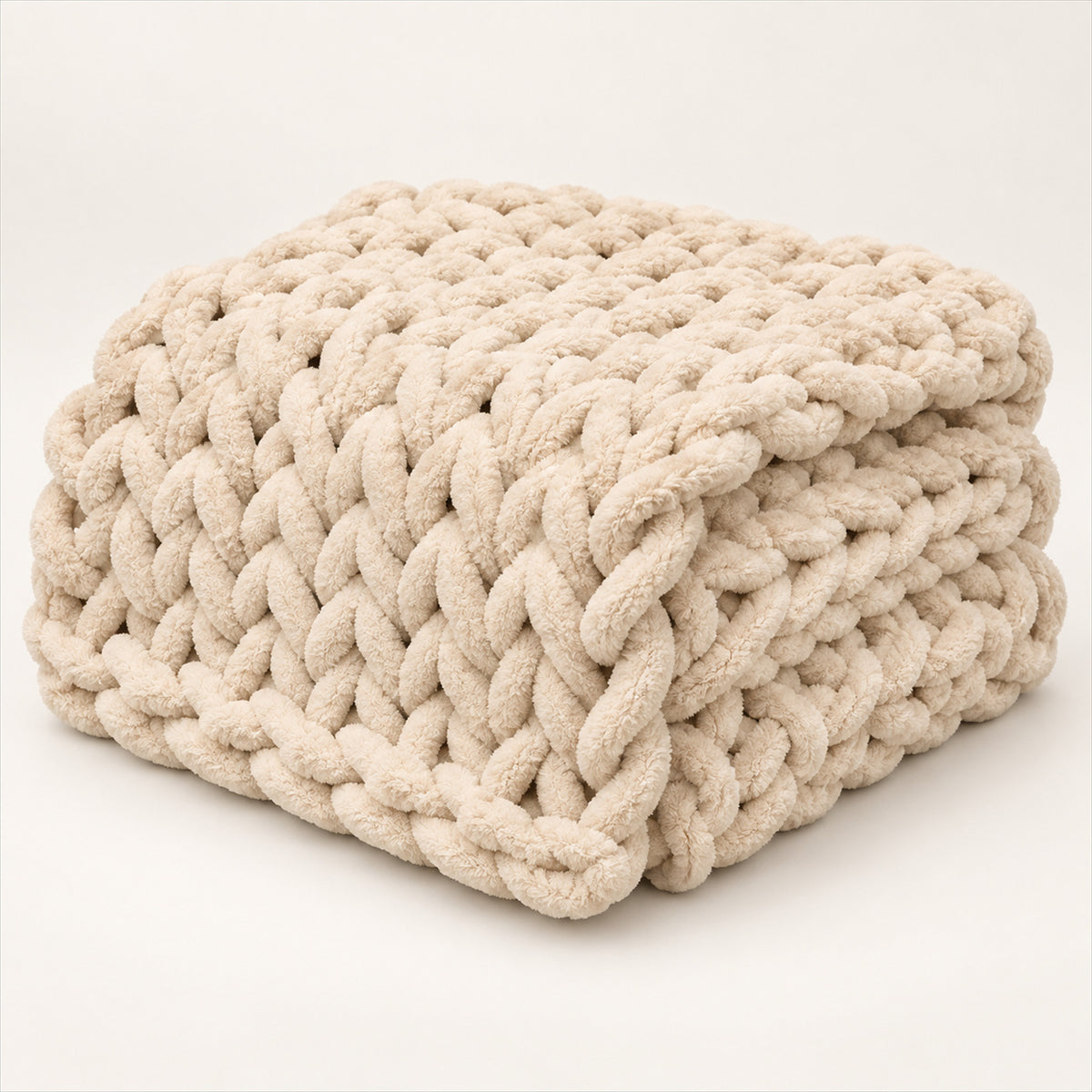 Chunky Knit Throw Blanket – 100x150cm Chenille, Sofa & Bed