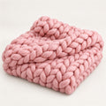 Chunky Knit Throw Blanket, Soft 100% Acrylic Yarn for Couch & Bed - red