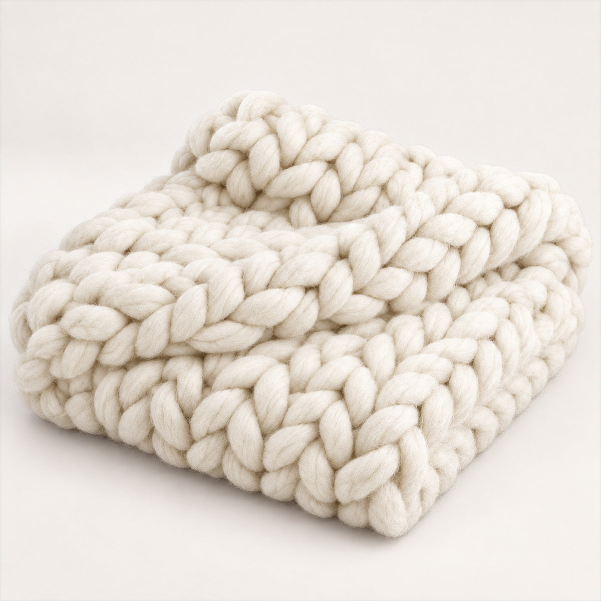 Chunky Knit Throw Blanket – Soft 100% Acrylic Yarn for Couch & Bed - white