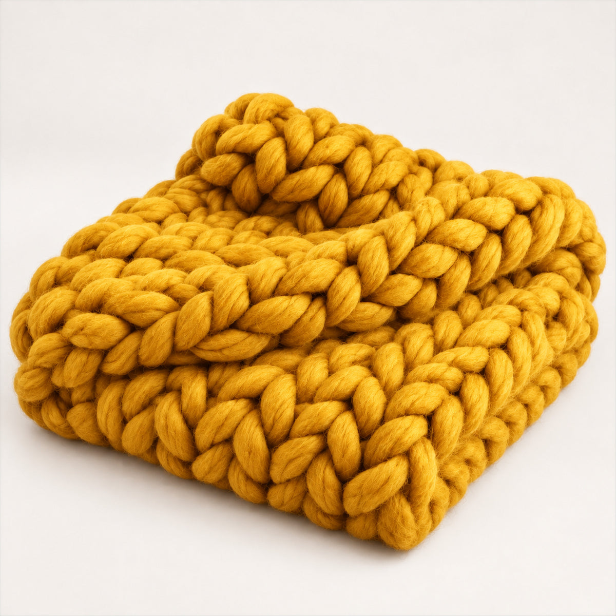 Chunky Knit Throw Blanket – Soft 100% Acrylic Yarn for Couch & Bed - yellow