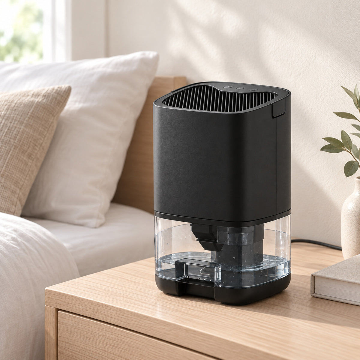 Compact Dehumidifier with LED Light – Quiet 2-in-1 for Small Rooms - in room
