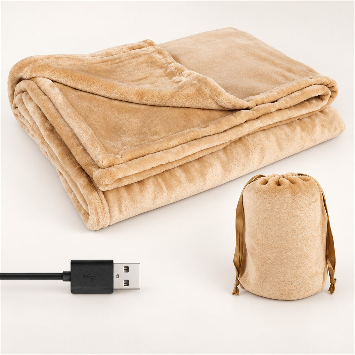 Cordless Electric Heated Blanket – 63x33 In USB-Powered Throw