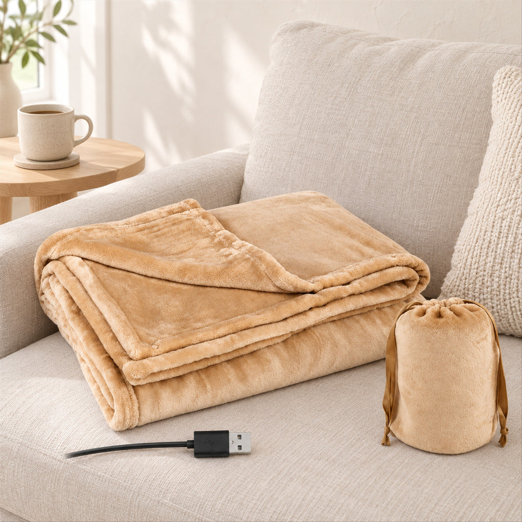 Cordless Electric Heated Blanket – 63x33 In USB-Powered Throw - in room