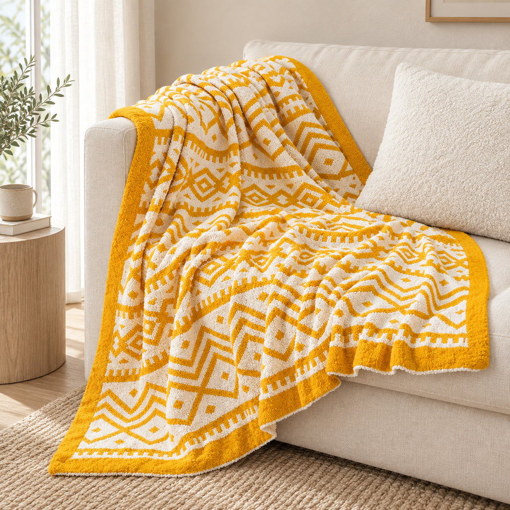 Decorative Throw Blanket – 5 Colors, 2 Sizes for Sofa or Bed - in room