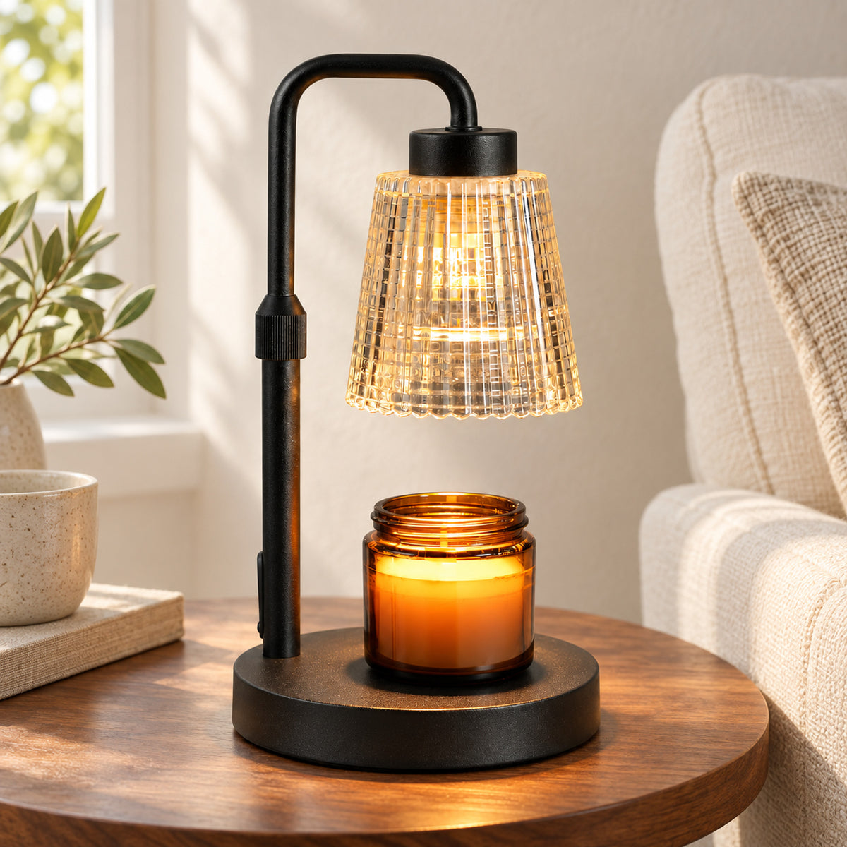 Dimmable Candle Warmer Lamp – Flameless Wax Melter for Cozy Nights - in room