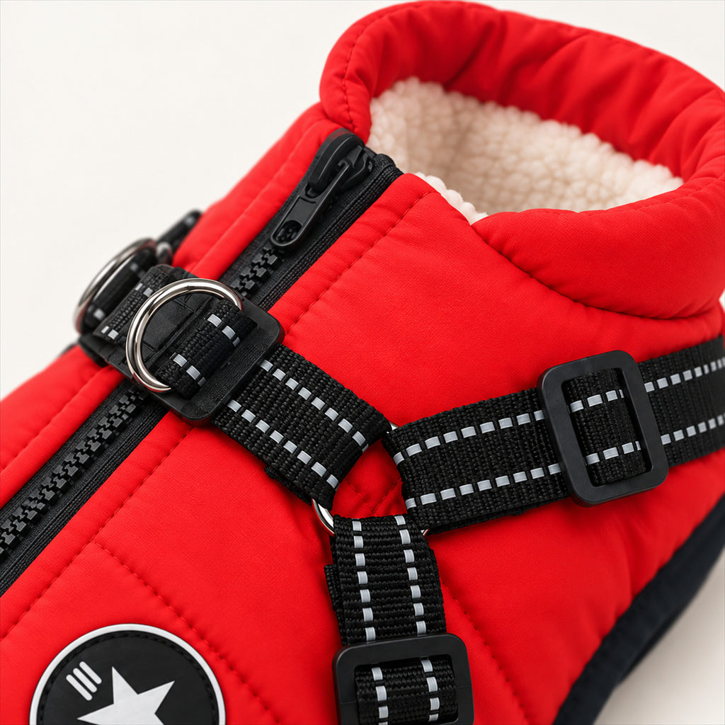 Dog Jacket with Built-In Harness – Waterproof, All Breeds S-3XL - detail