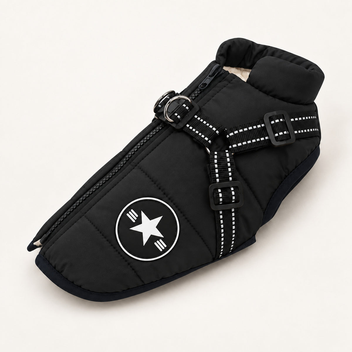 Dog Jacket with Built-In Harness – Waterproof, All Breeds S-3XL - Black