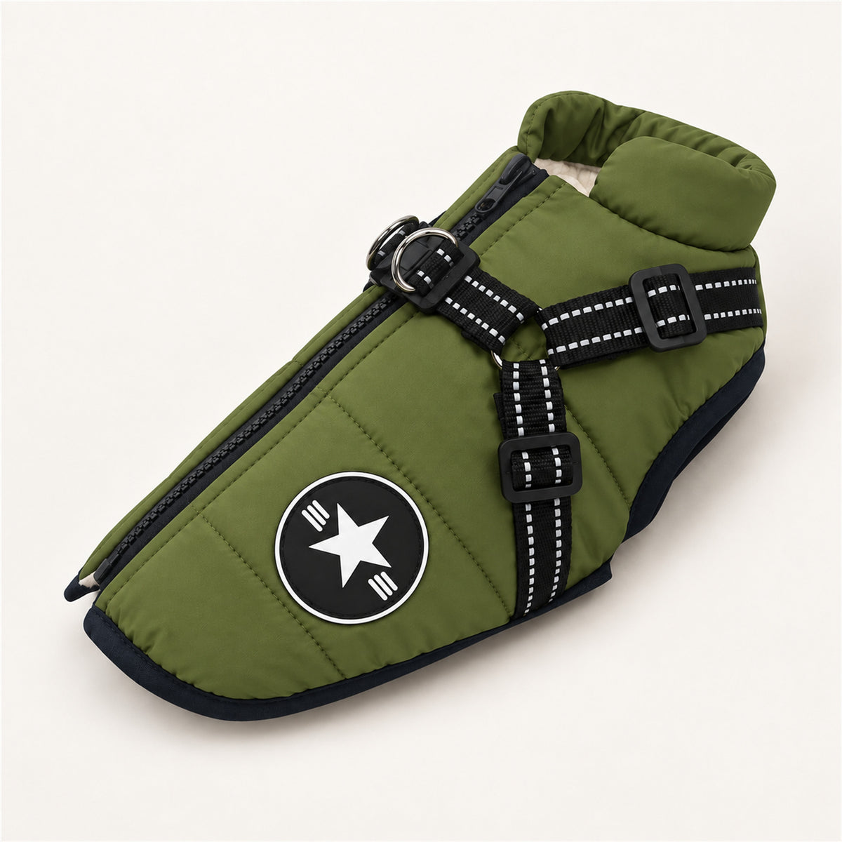 Dog Jacket with Built-In Harness – Waterproof, All Breeds S-3XL - Green