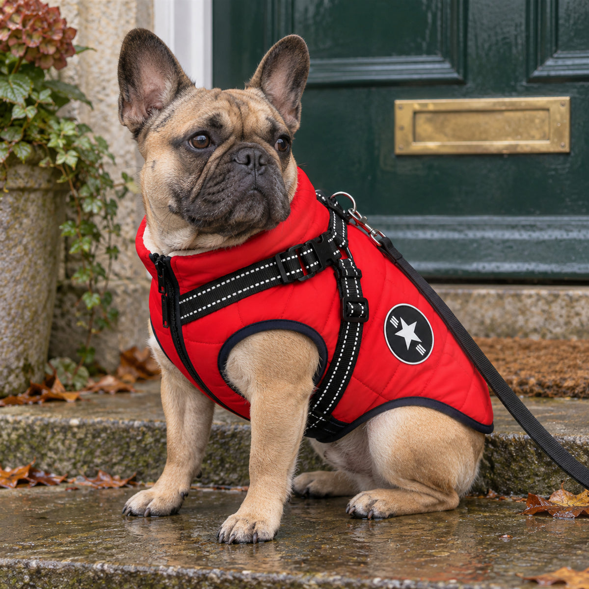 Dog Jacket with Built-In Harness, Waterproof, Small to Medium Dogs S-3XL - on a dog