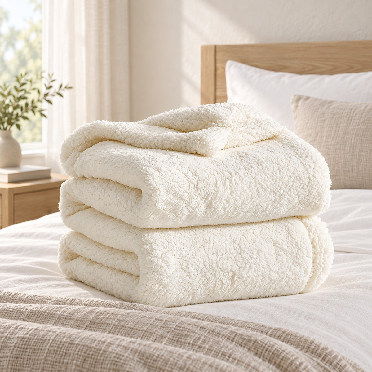 Double-Sided Sherpa Fleece Blanket – Reversible, Sofa & Bed Throw - in room