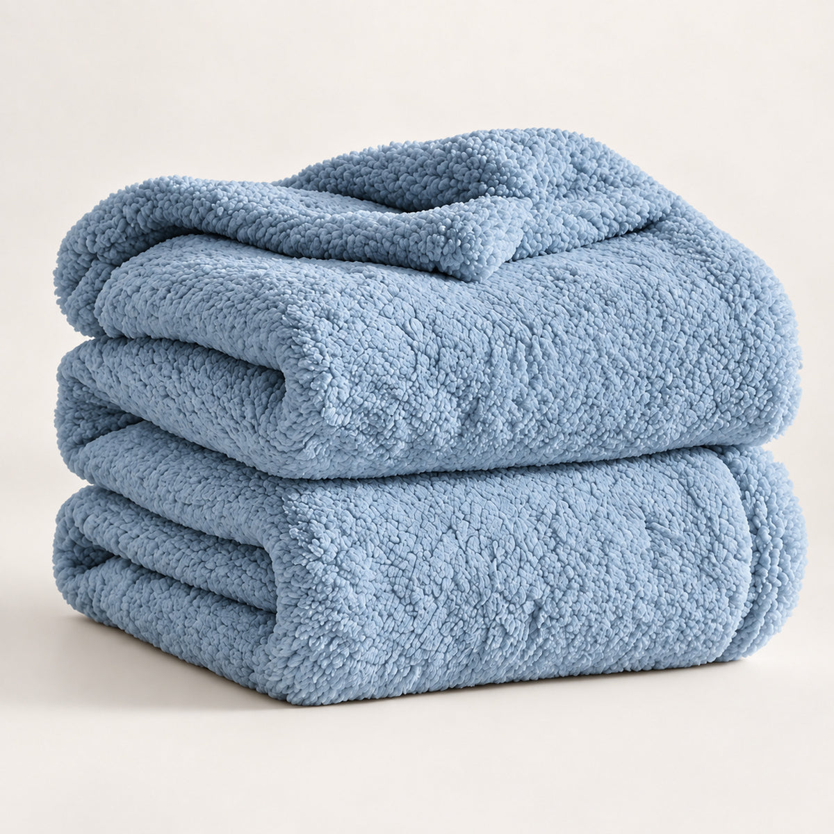 Double-Sided Sherpa Fleece Blanket – Reversible, Sofa & Bed Throw - Blue