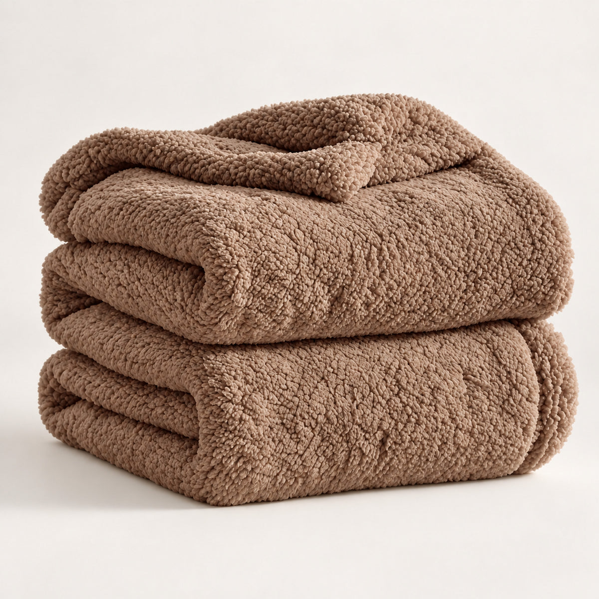 Double-Sided Sherpa Fleece Blanket – Reversible, Sofa & Bed Throw - Coffee color