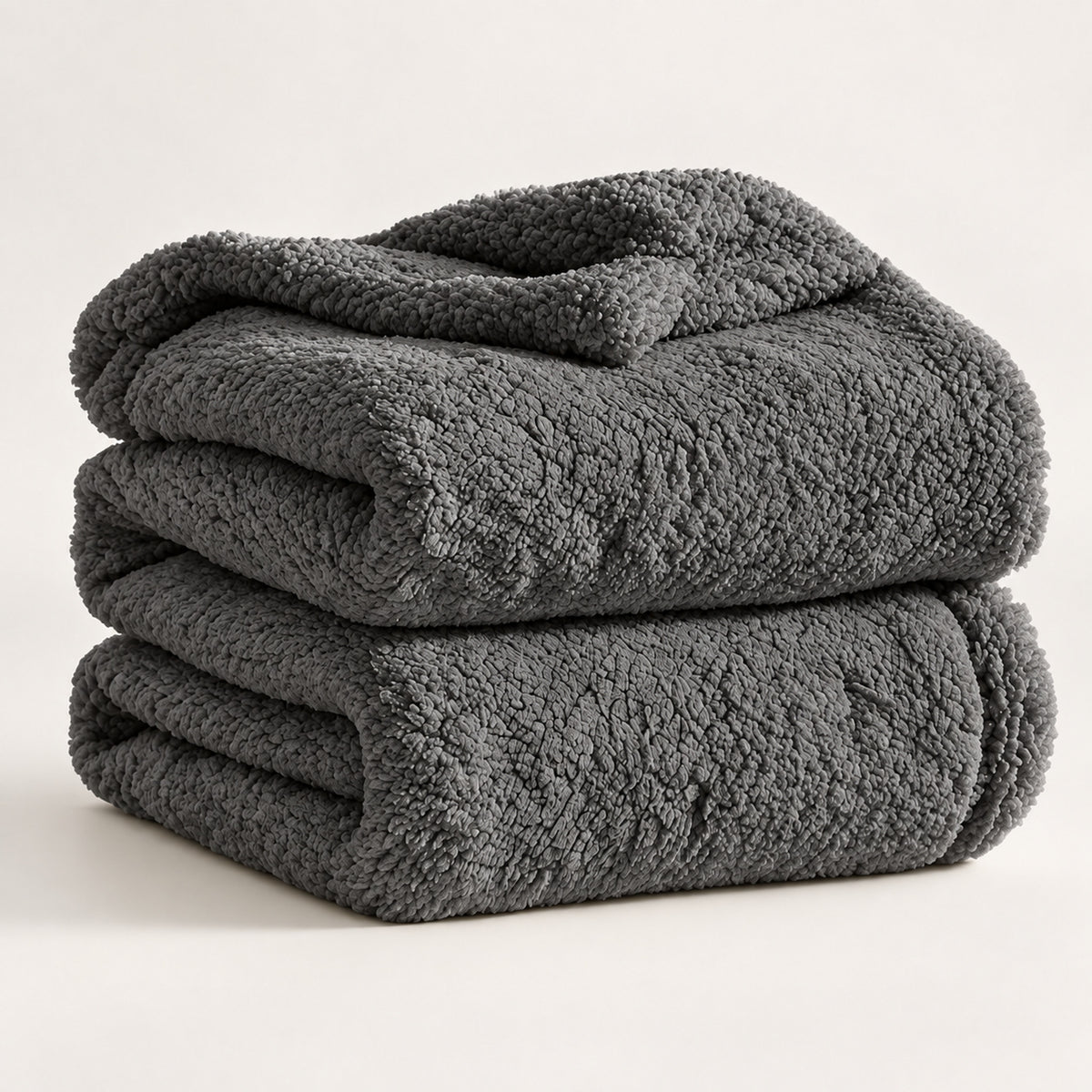 Double-Sided Sherpa Fleece Blanket – Reversible, Sofa & Bed Throw - Dark Gray