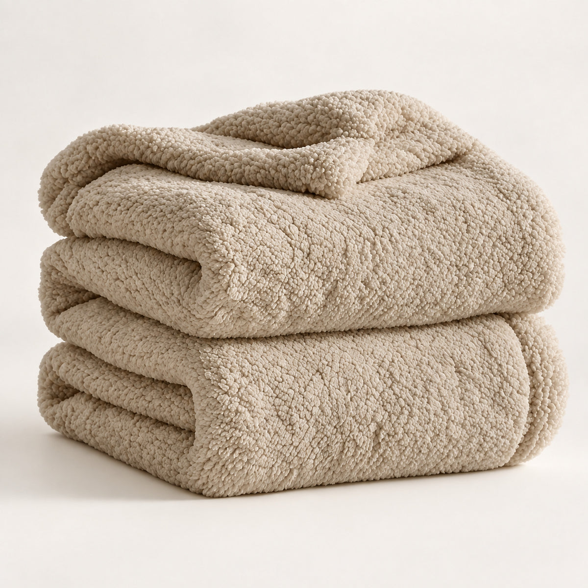 Double-Sided Sherpa Fleece Blanket – Reversible, Sofa & Bed Throw - Rice Coffee