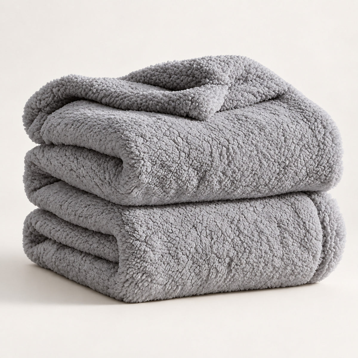 Double-Sided Sherpa Fleece Blanket – Reversible, Sofa & Bed Throw - Silver-Grey