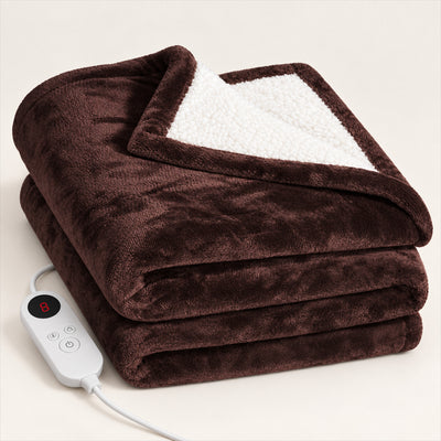Electric Heated Flannel Blanket – 6-Setting Reversible Throw