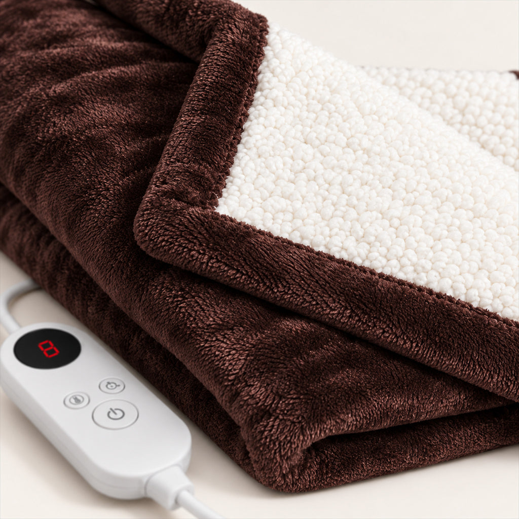Electric Heated Flannel Blanket – 6-Setting Reversible Throw - detail