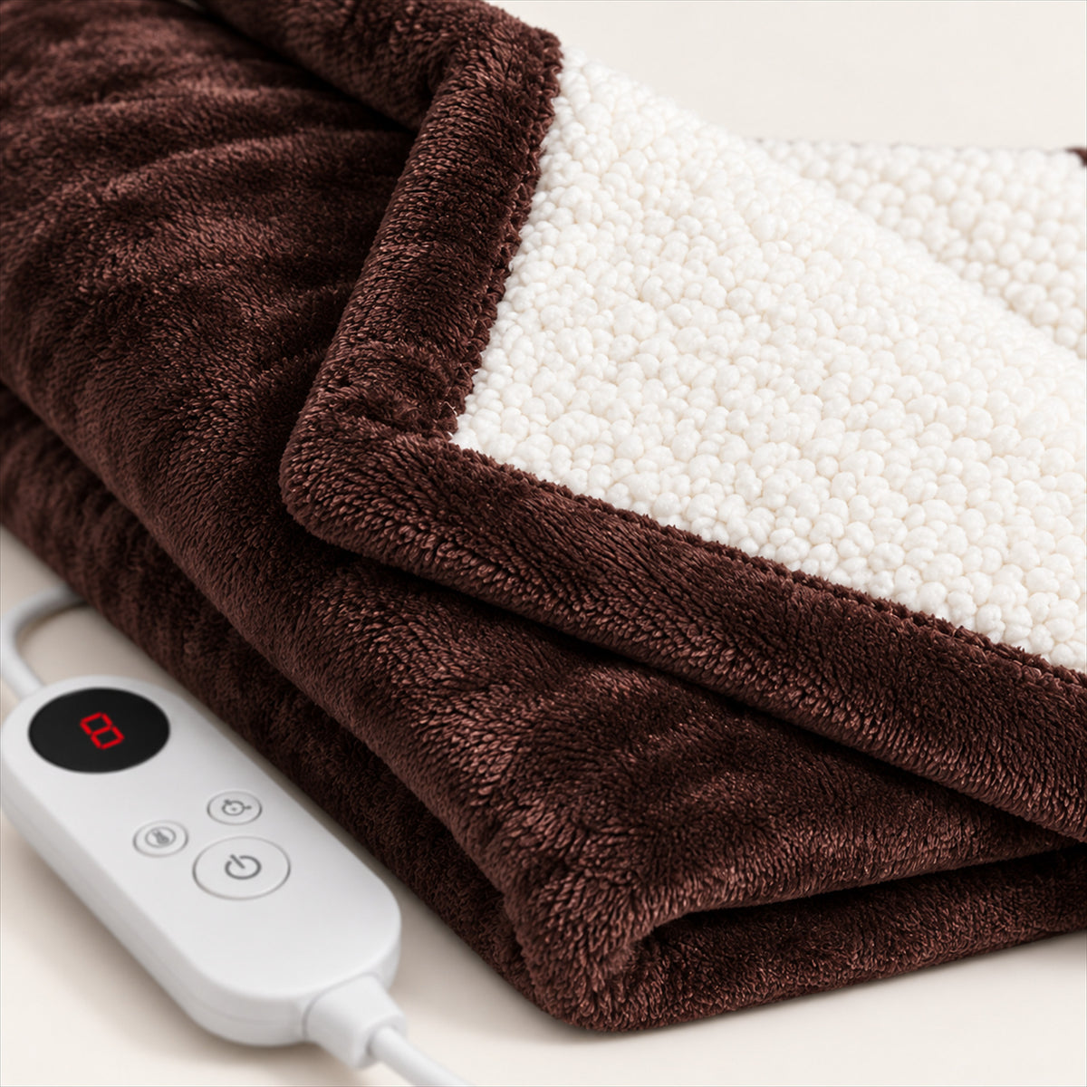 Electric Heated Flannel Blanket – 6-Setting Reversible Throw - detail
