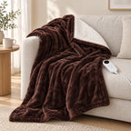 Electric Heated Flannel Blanket – 6-Setting Reversible Throw - in room