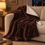 Electric Heated Flannel Blanket – 6-Setting Reversible Throw - in use