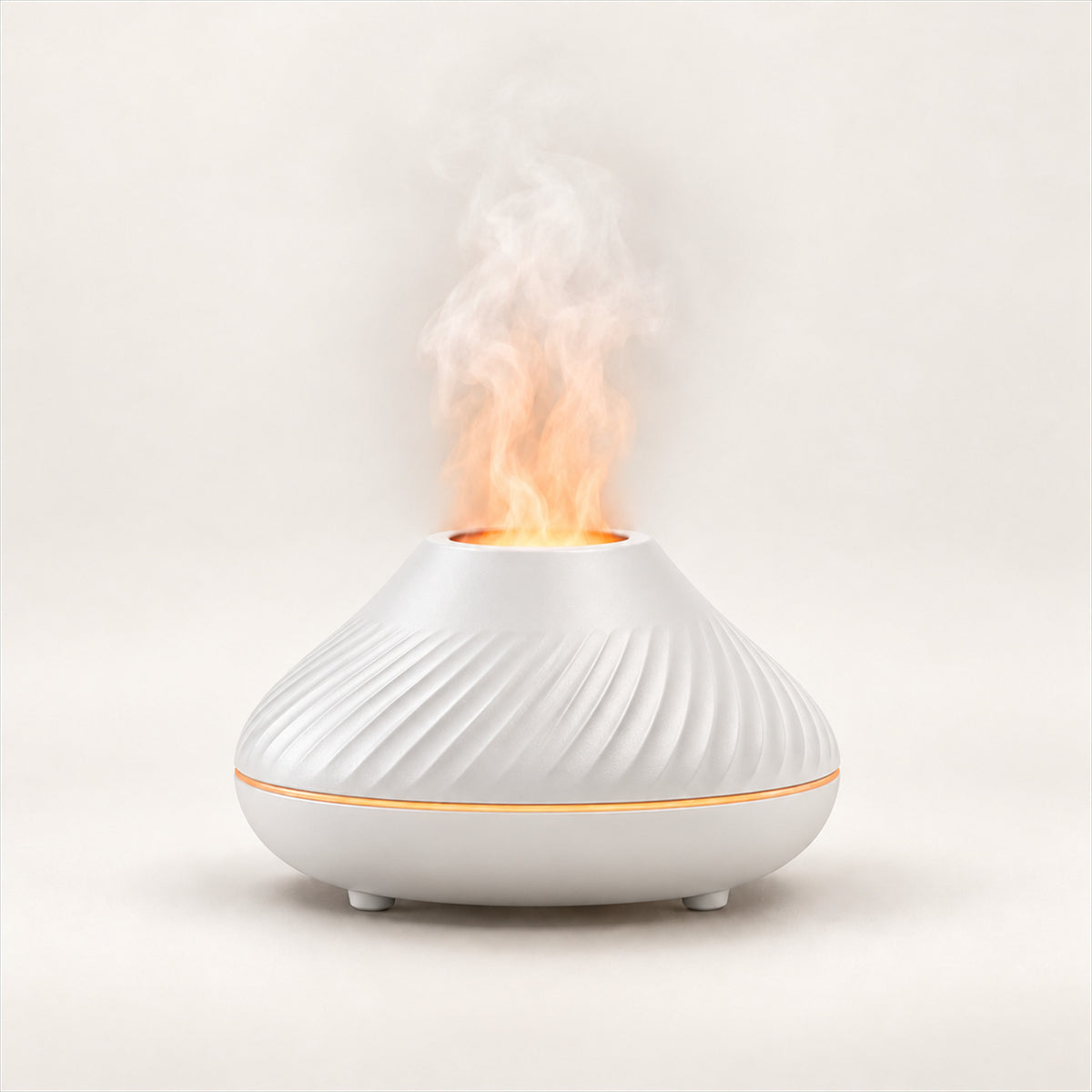 Flame Essential Oil Diffuser – USB-Powered LED Mist for Any Room - White