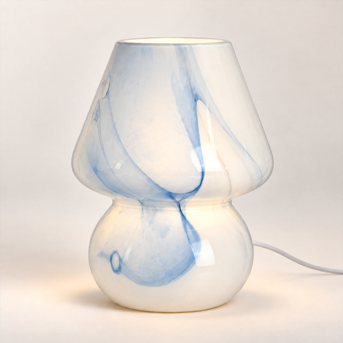 Glass Mushroom Lamp – 3 Shade Patterns, Cozy Room Accent Lighting - Blue Pattern