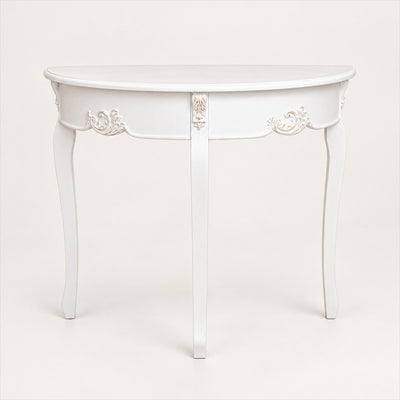 Half Moon Console Table – Antique White, French-Inspired Hallway Table