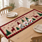 Holiday Table Runner, 7 Seasonal Prints, Festive Dining Décor - in room